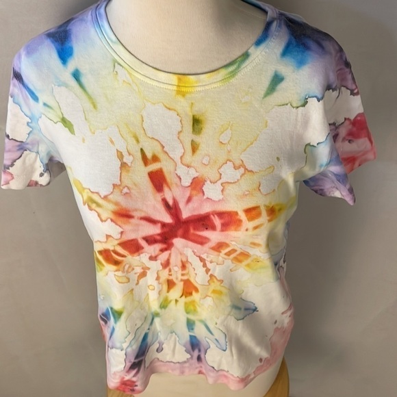 𝅺van Heusen Rainbow Tye Dye 100% Cotton Tee T-Shirt - Picture 3 of 7
